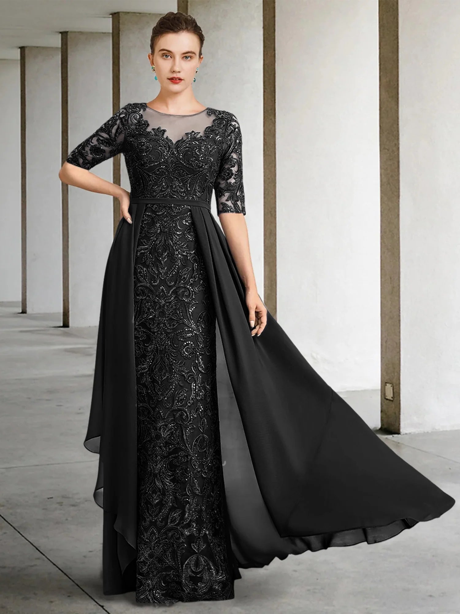 A-Line Scoop Floor-Length Mother Of The Bride Dresses