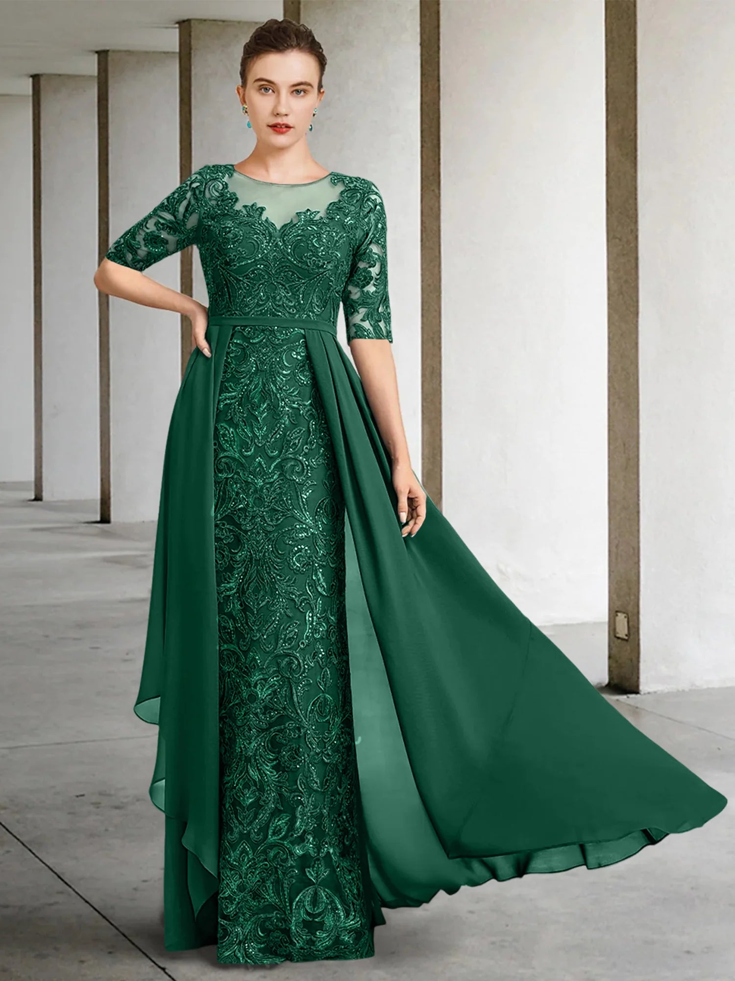 A-Line Scoop Floor-Length Mother Of The Bride Dresses