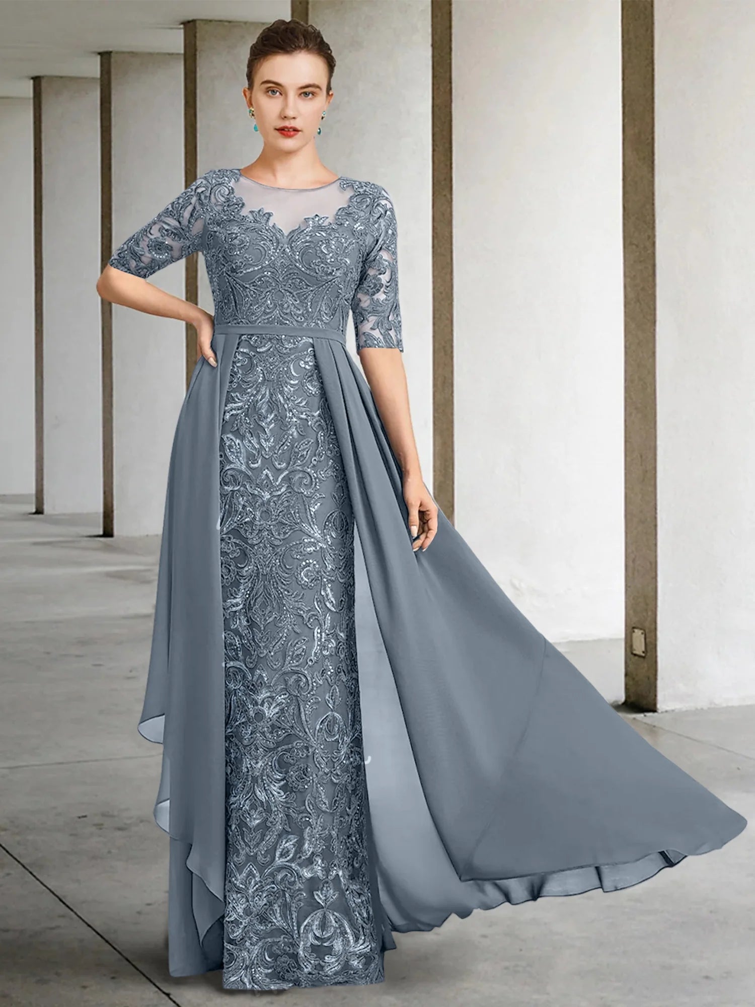 A-Line Scoop Floor-Length Mother Of The Bride Dresses