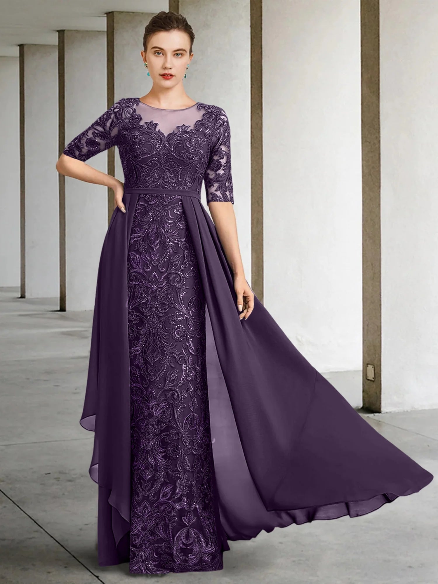A-Line Scoop Floor-Length Mother Of The Bride Dresses