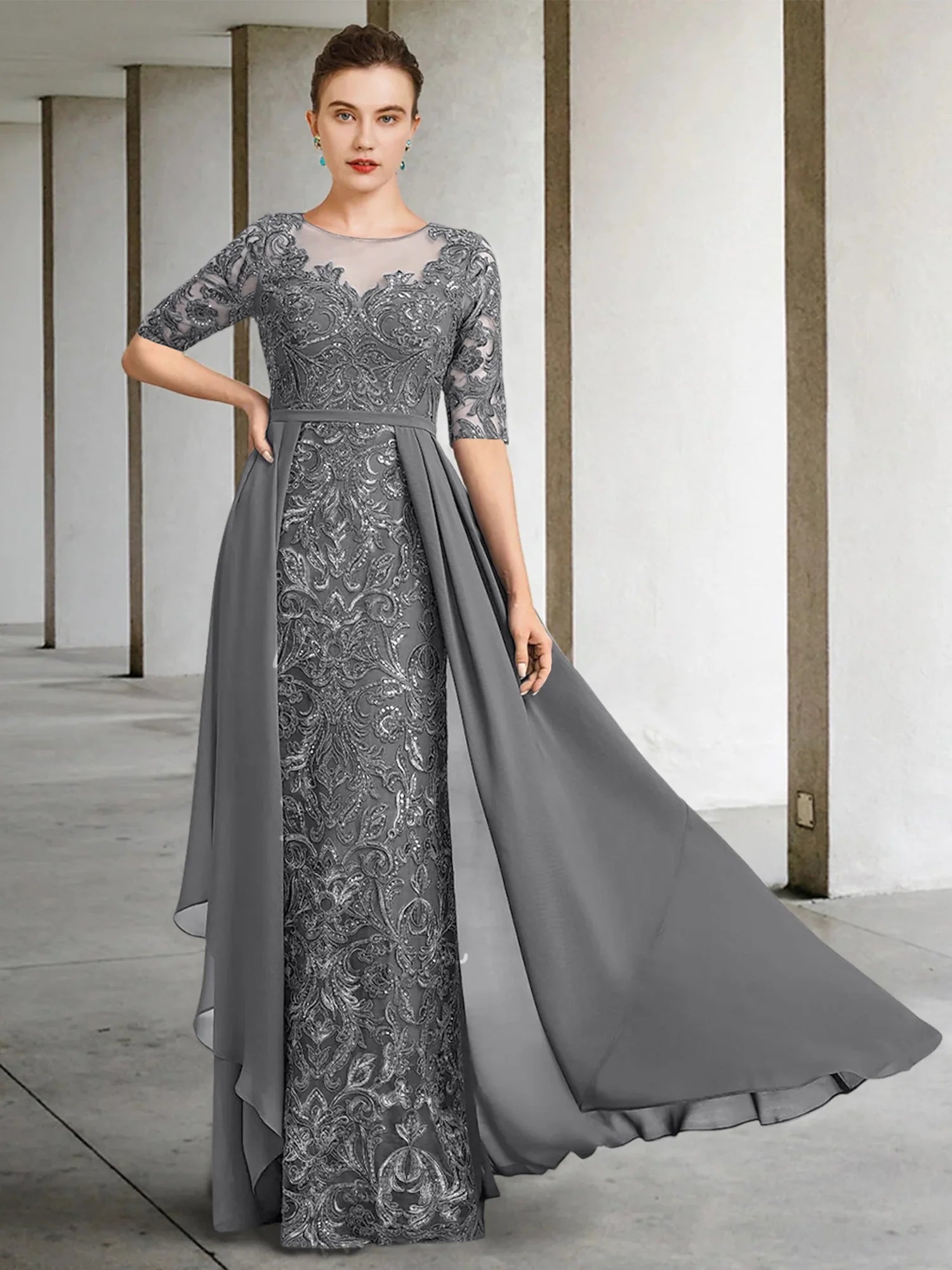 A-Line Scoop Floor-Length Mother Of The Bride Dresses