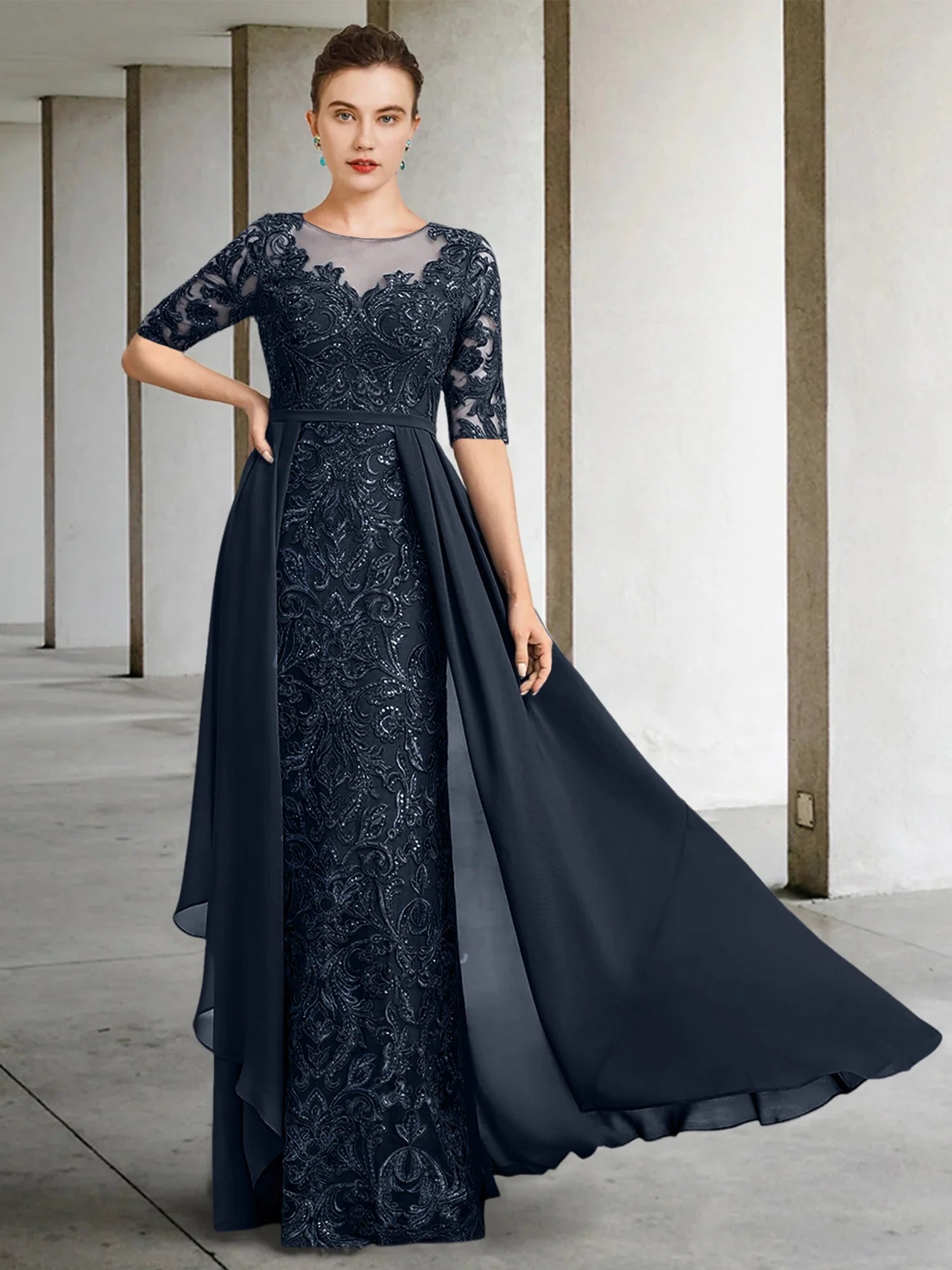 A-Line Scoop Floor-Length Mother Of The Bride Dresses