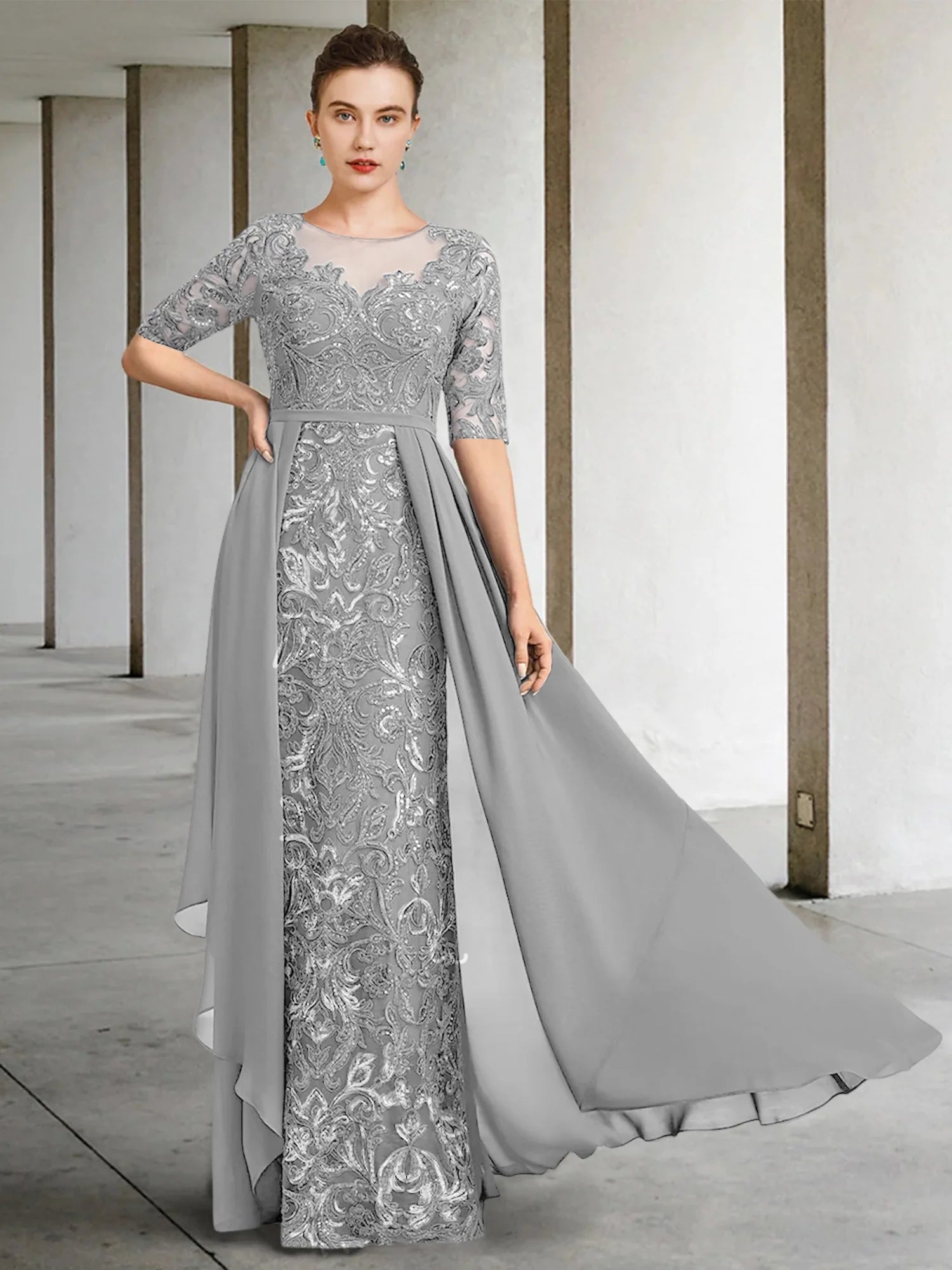 A-Line Scoop Floor-Length Mother Of The Bride Dresses