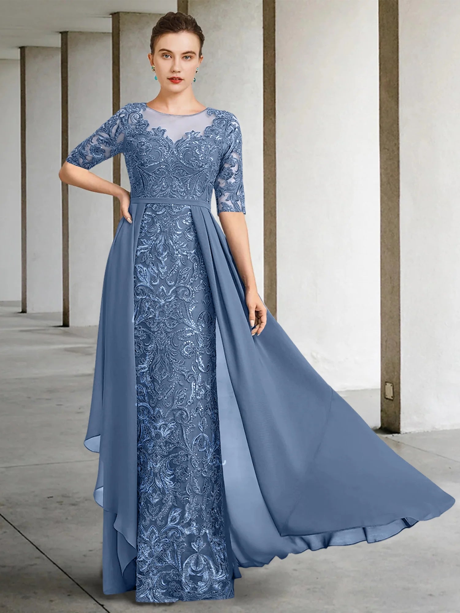 A-Line Scoop Floor-Length Mother Of The Bride Dresses