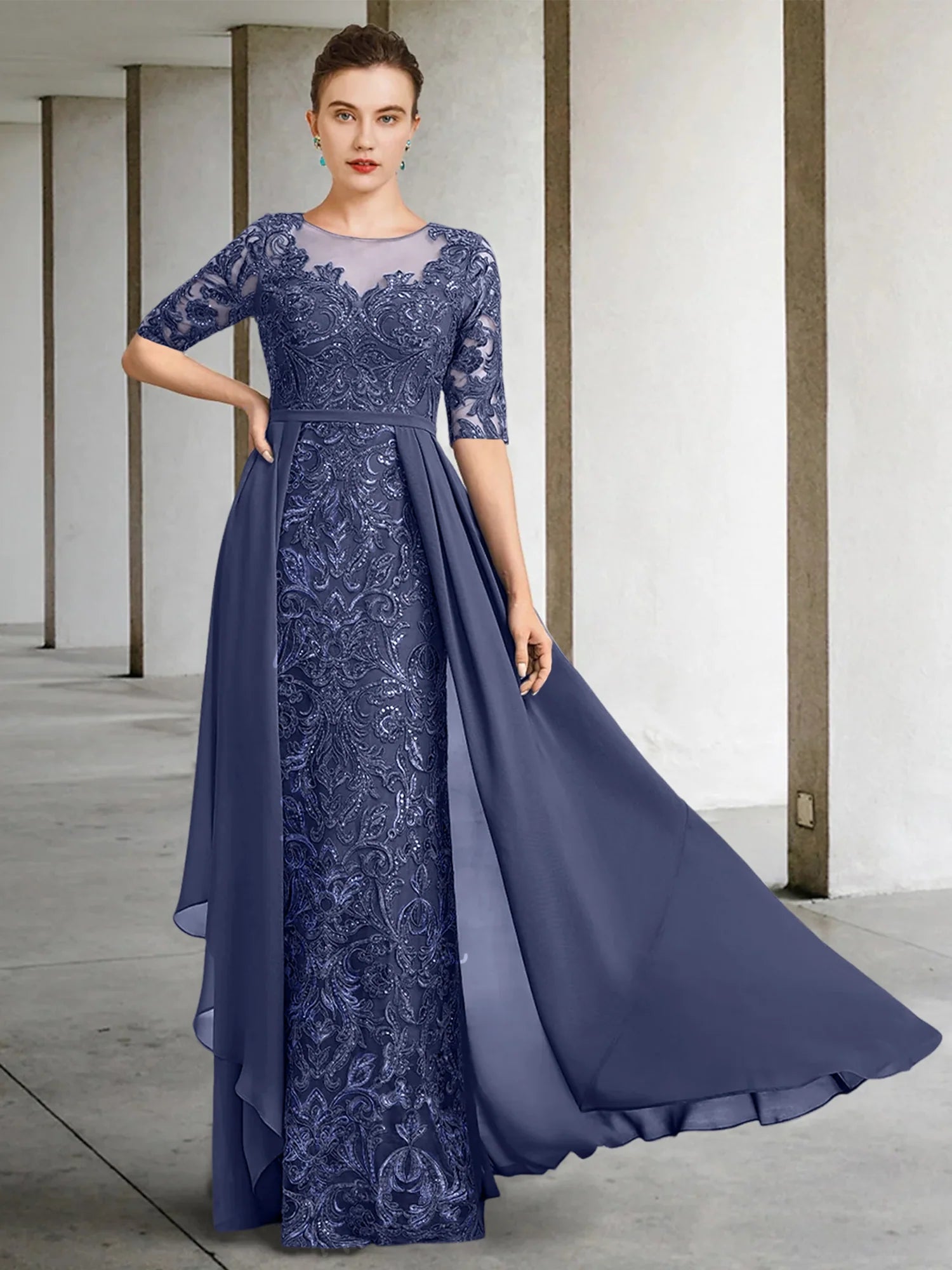 A-Line Scoop Floor-Length Mother Of The Bride Dresses