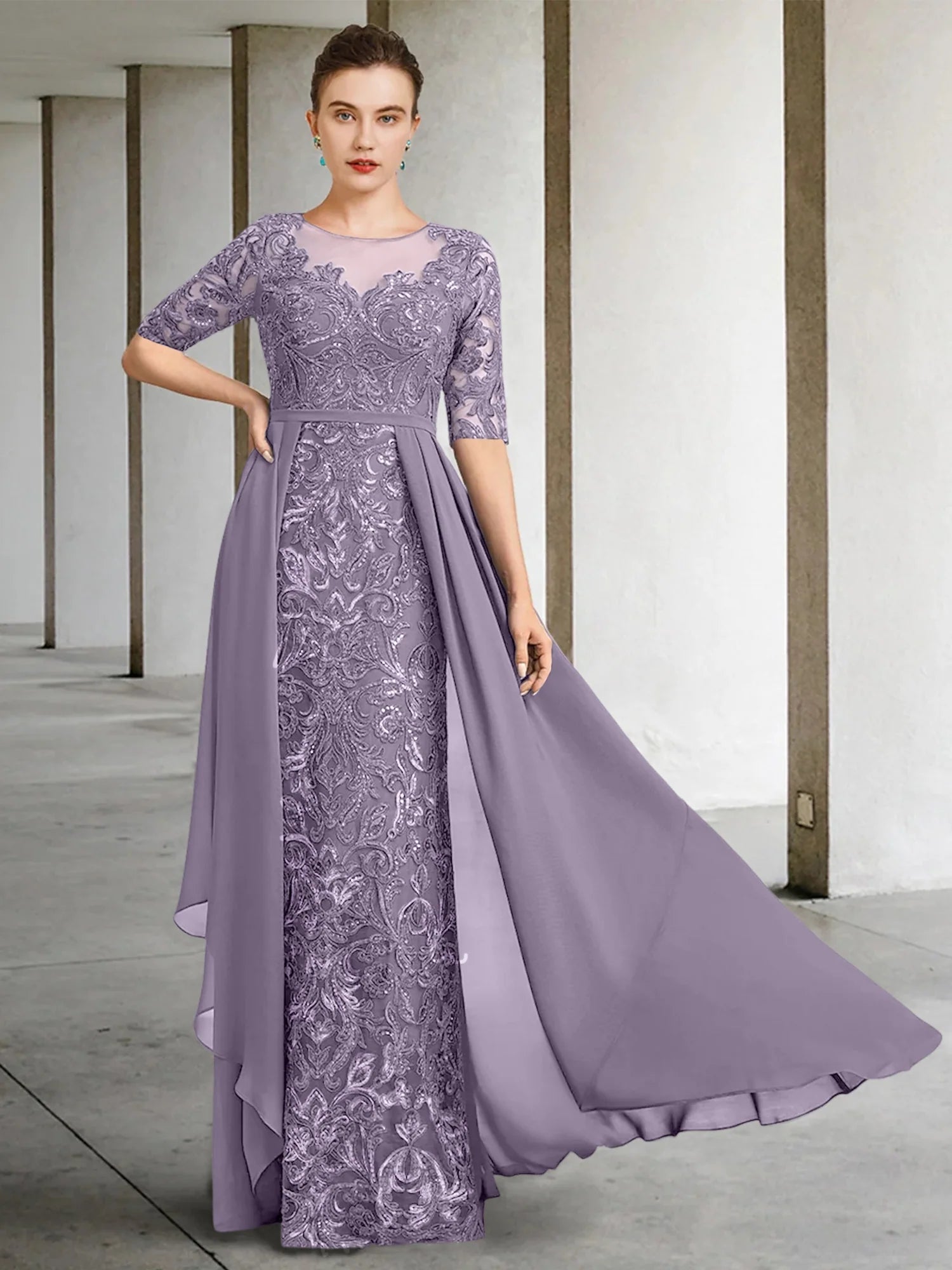 A-Line Scoop Floor-Length Mother Of The Bride Dresses