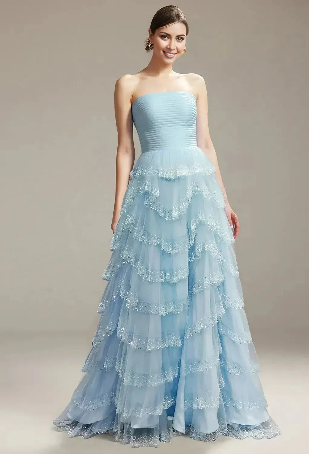 A-Line Strapless Sparkle & Shine Prom Dress Floor-Length Sleeveless Formal Evening Gown Off the Shoulder Evening Dresses Price