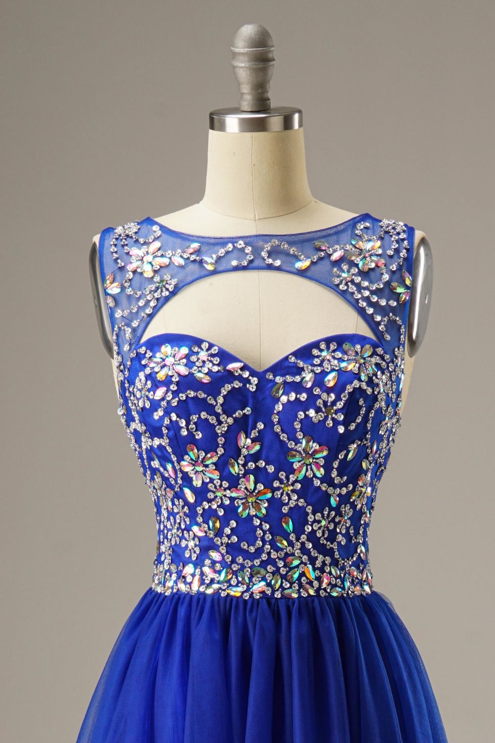 Weitese A-Line Floor Length Tulle Long Dress WIth Beading