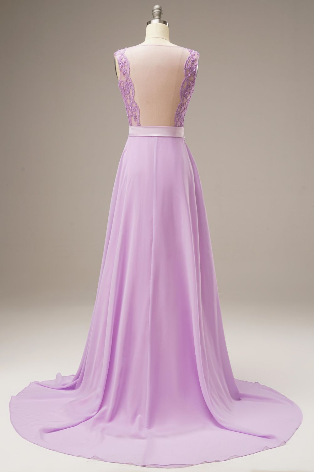 Robe de bal trapèze Weitese avec haut en dentelle et traîne, ceinture