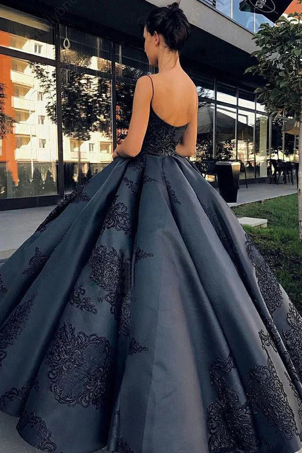 Robe de soirée longue noire à dos nu et appliques Weitese pour femme 