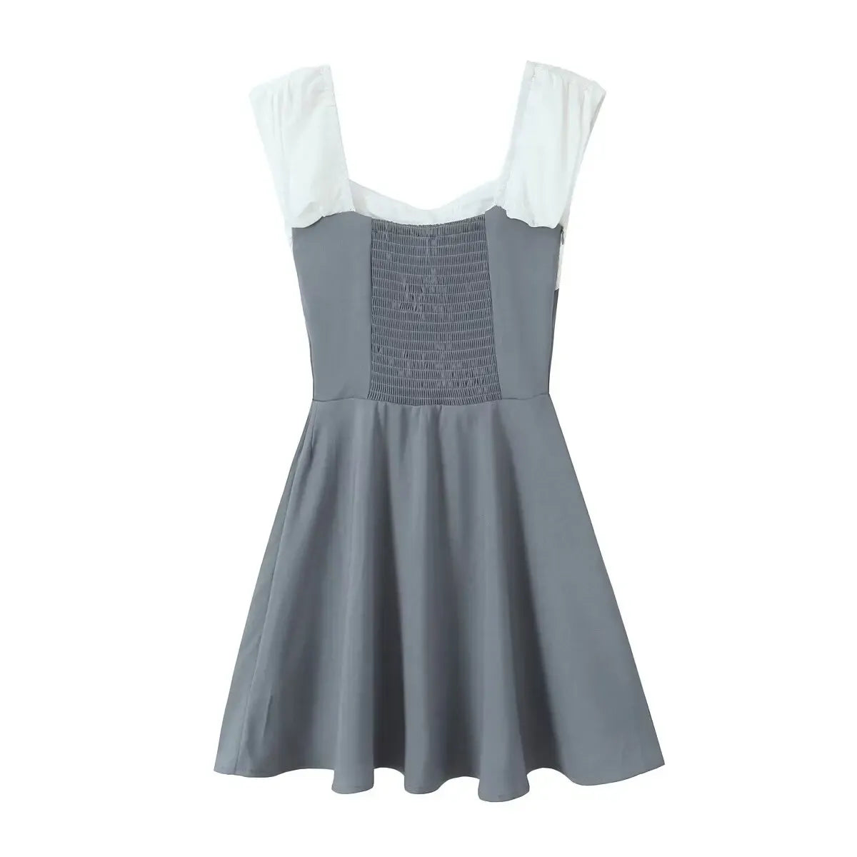 A-Line Off-the-Shoulder Elastic Back Two-Tone Grey Short Homecoming Dress