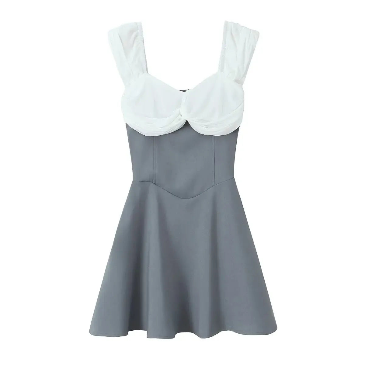 A-Line Off-the-Shoulder Elastic Back Two-Tone Grey Short Homecoming Dress