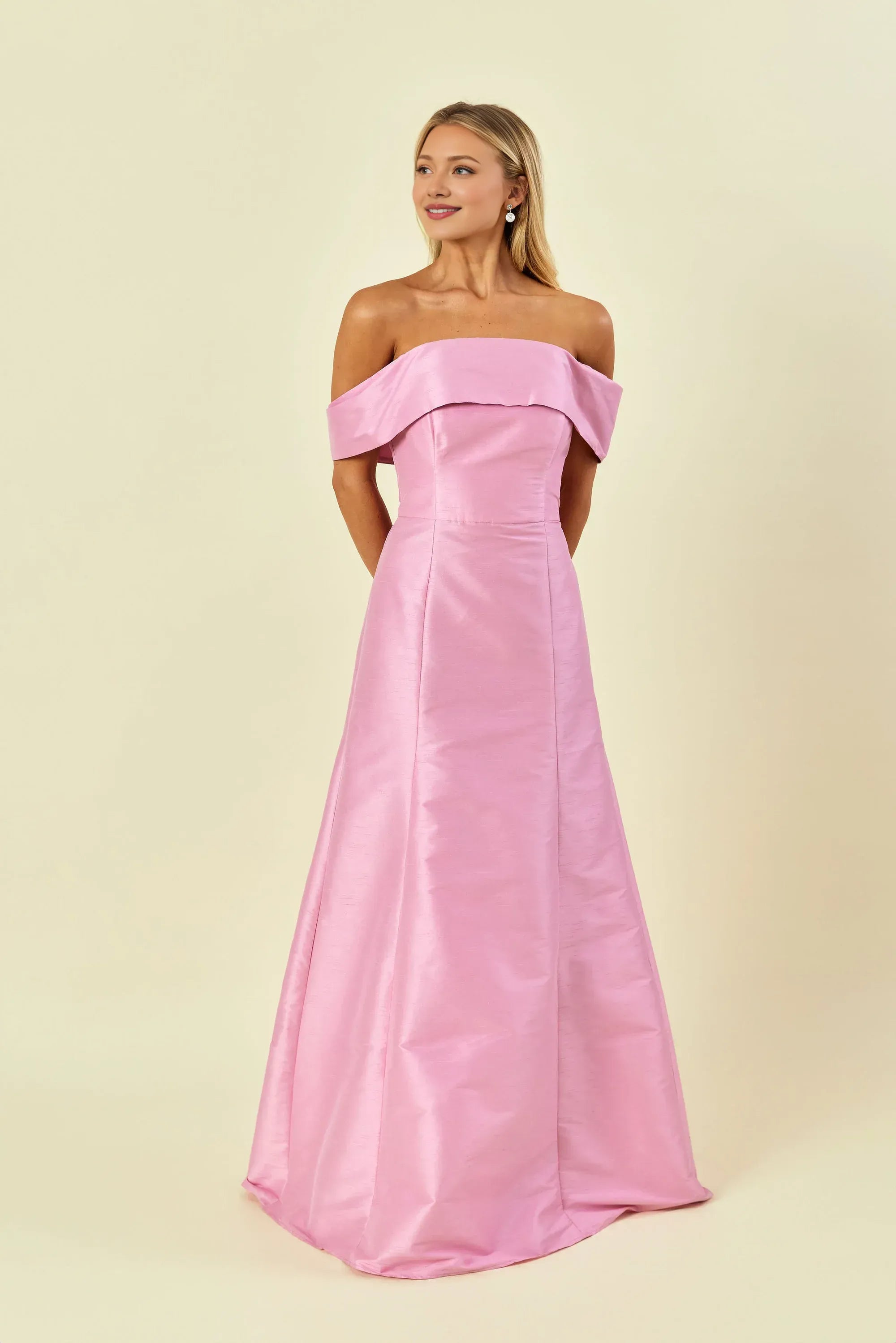 A-Line Off the Shoulder Floor-Length Cap Sleeve Prom Gown No Slit Elegant Satin Evening Dresses for Women Hot Sale Long Evening Dresses