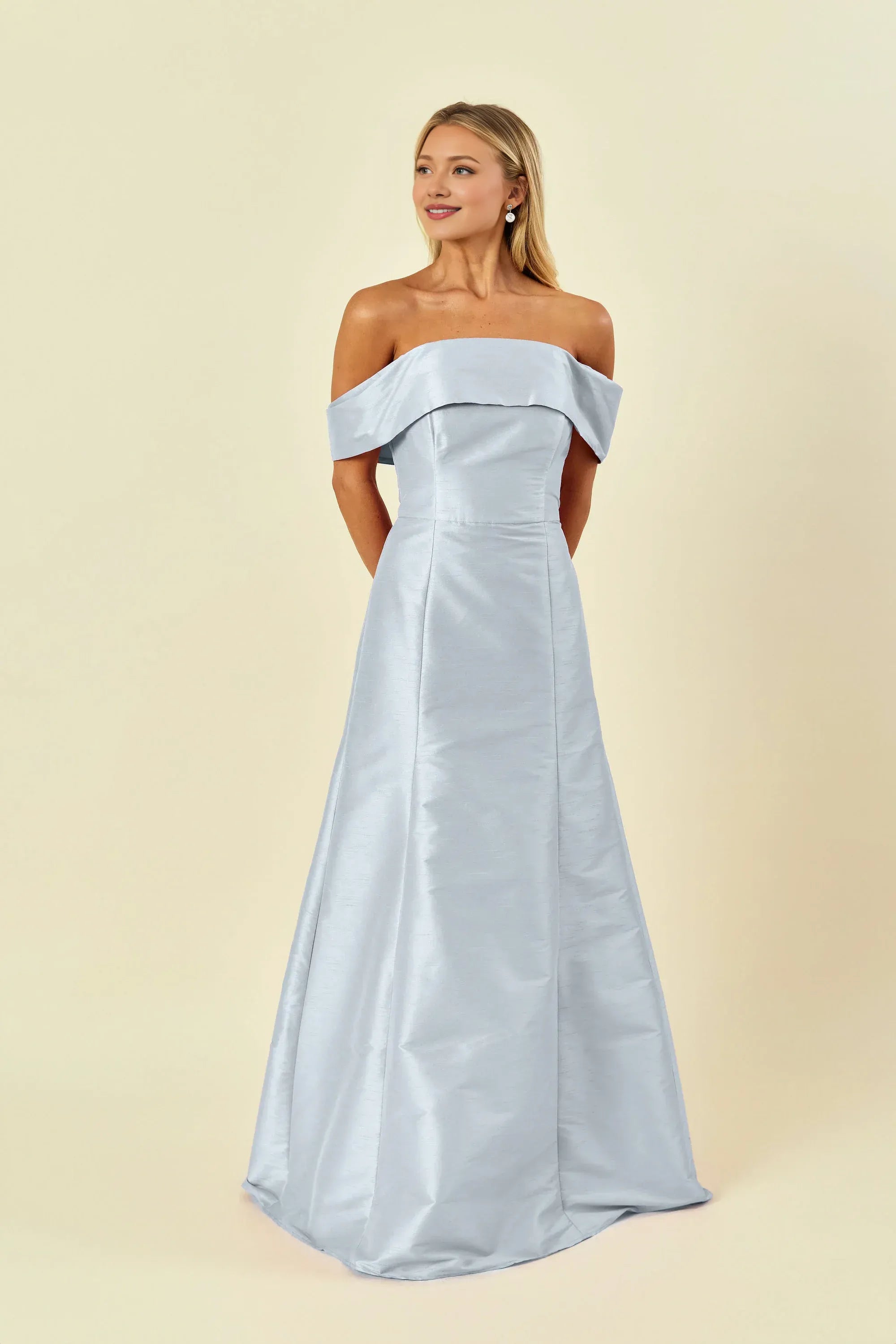 A-Line Off the Shoulder Floor-Length Cap Sleeve Prom Gown No Slit Elegant Satin Evening Dresses for Women Hot Sale Long Evening Dresses