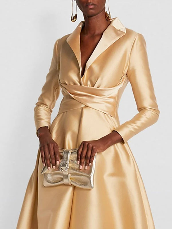 Mom Of The Bride Dressbride Mother Dress A-Line/Princess Long Sleeves V-Neck Floor-length Evening Dresses Formal Women's Dresses