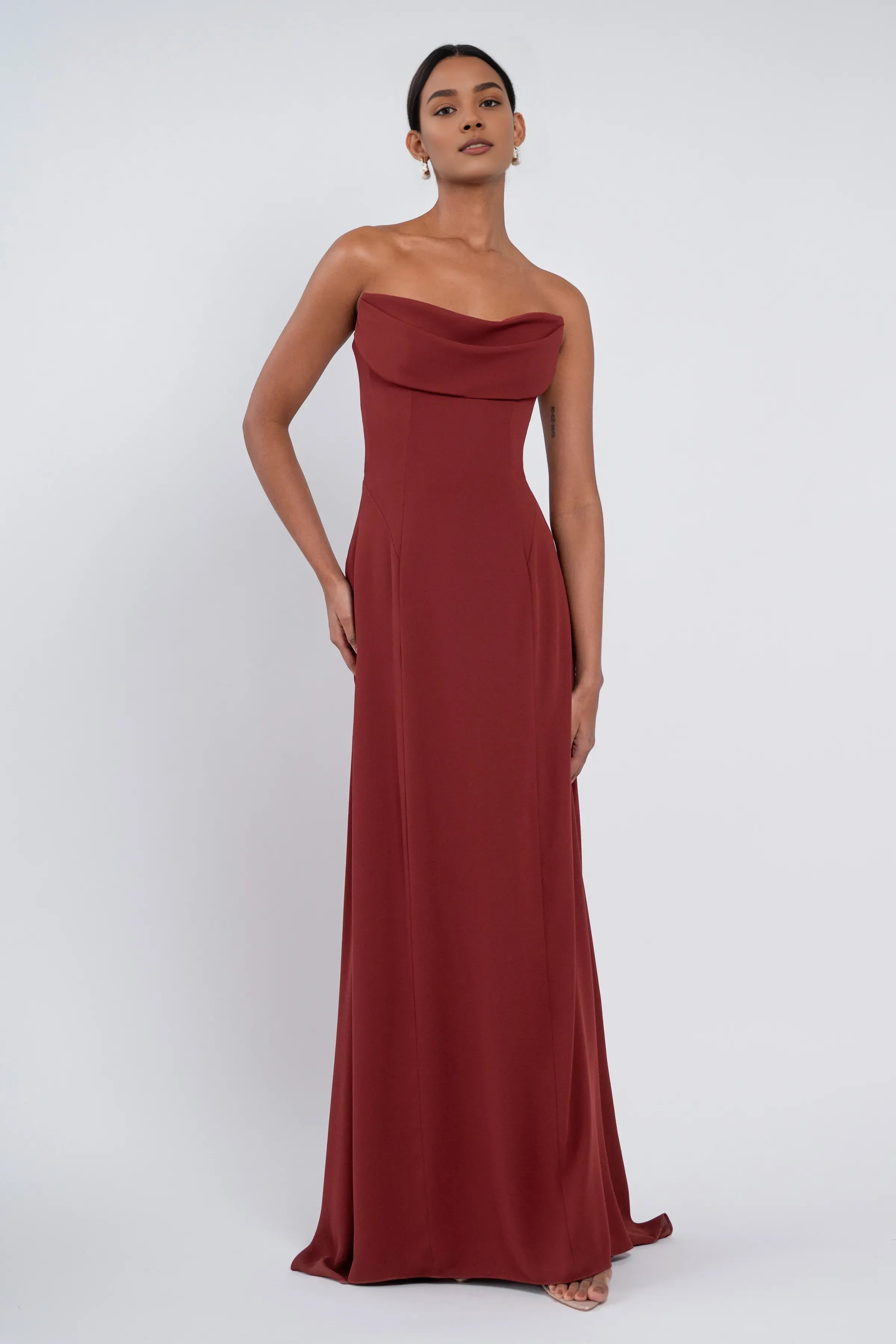 A-Line Strapless Scoop Neck Sleeveless Simple Strapless Prom Dresses for Women No Slit Custom Off the Shoulder Evening Dresses