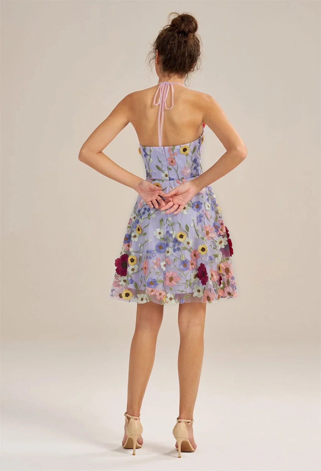 A-line Off the Shoulder Elegant Knee Length Graduation Dresses Tulle 3D Floral Embroidered Sleeveless Custom Sexy Homecoming Dresses