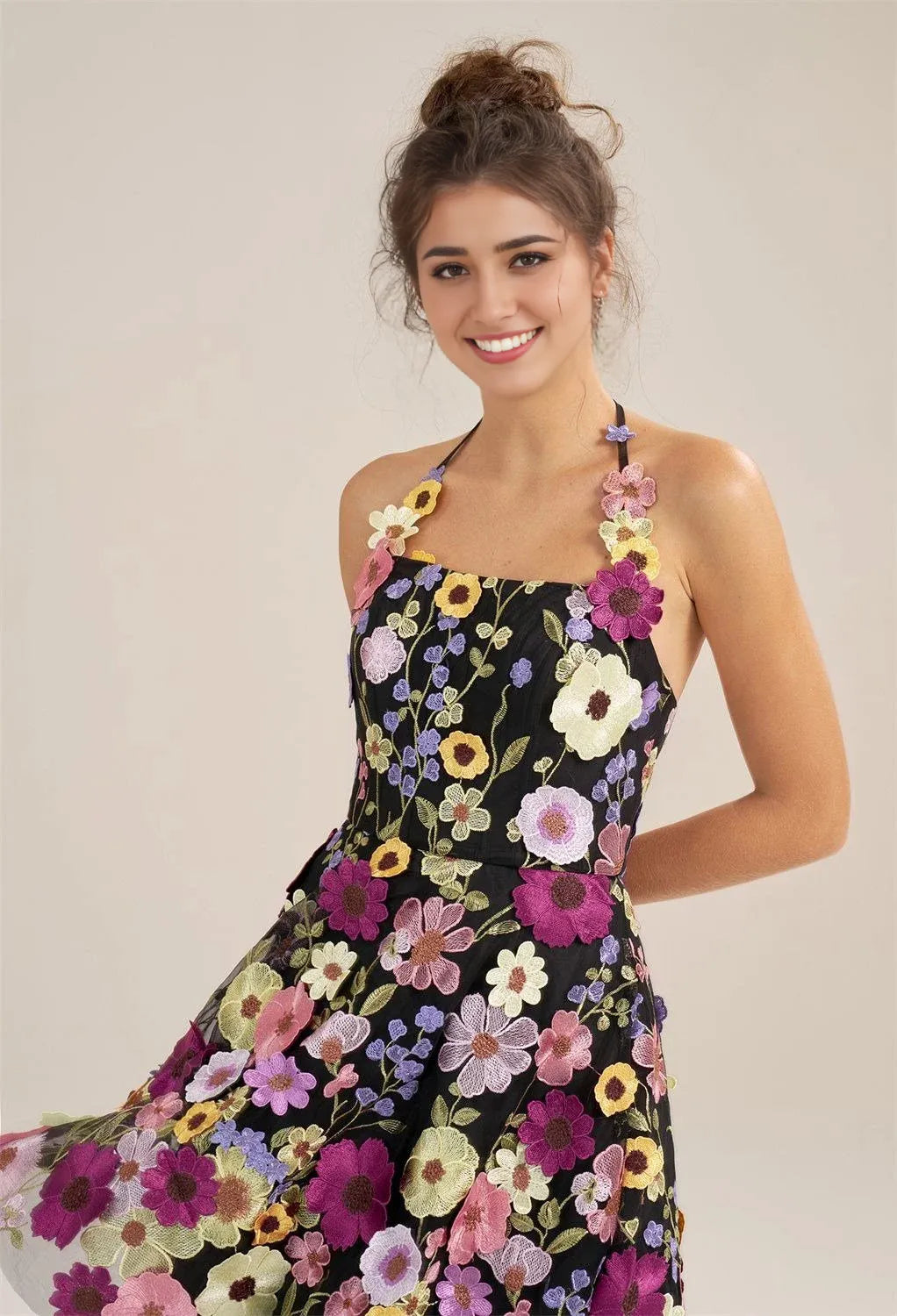 A-line Off the Shoulder Elegant Knee Length Graduation Dresses Tulle 3D Floral Embroidered Sleeveless Custom Sexy Homecoming Dresses