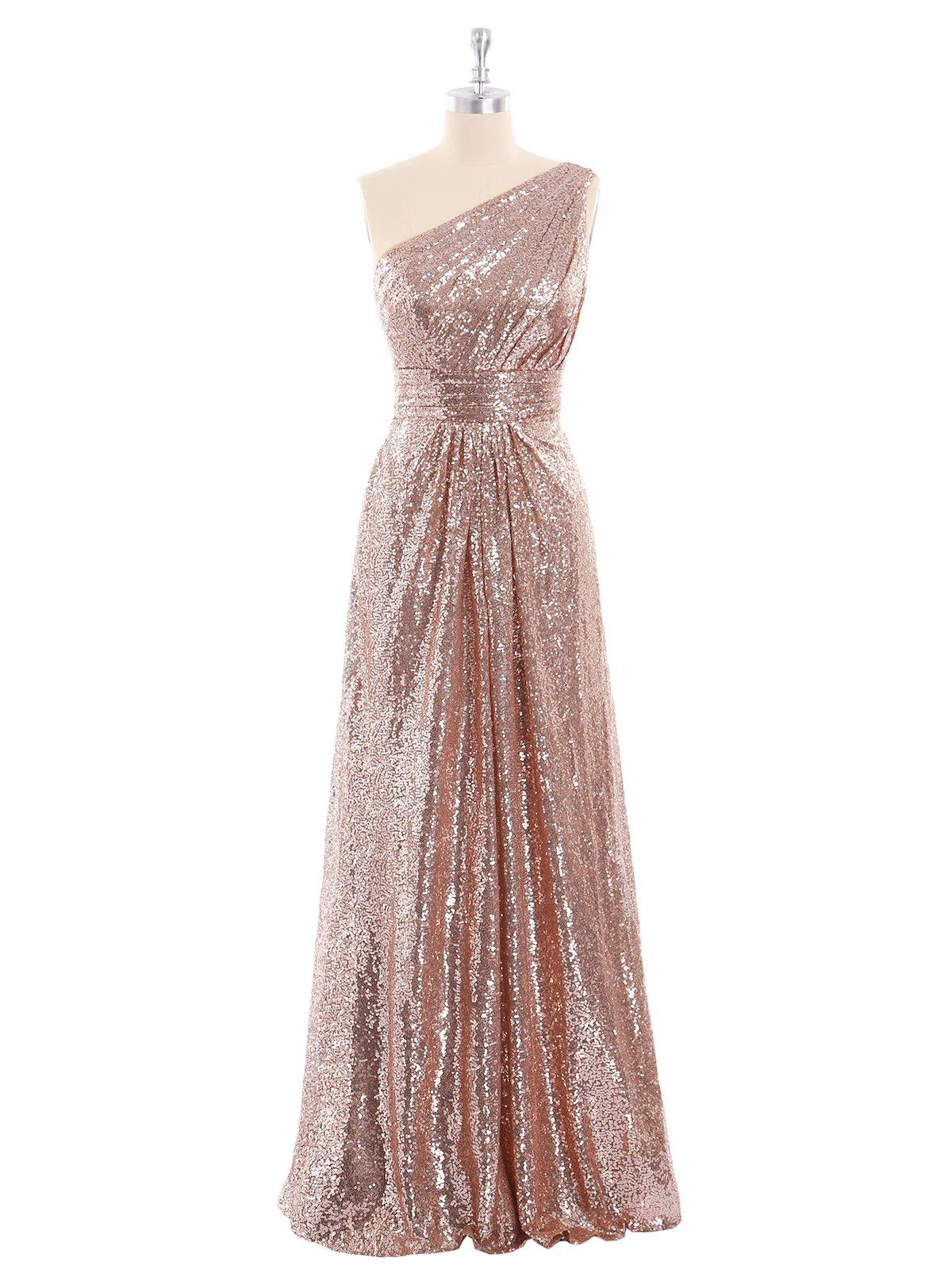 Robe de soirée trapèze sans manches, asymétrique, à paillettes, longueur au sol, or rose 
