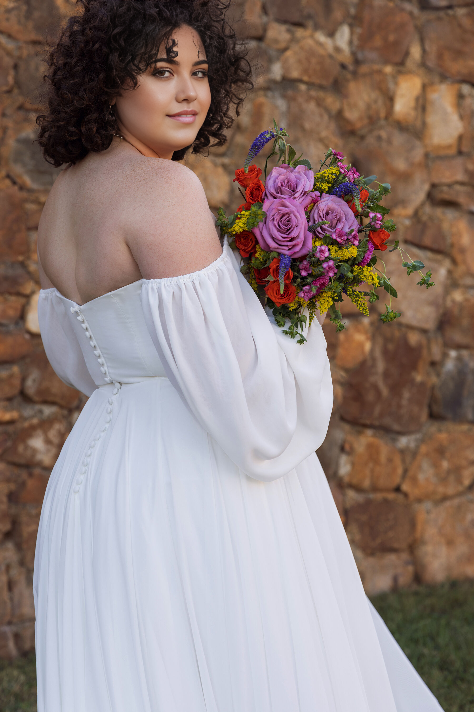 Weitese Formal Wear Dresses Long Sleeves Off-the-shoulder  A-line Floor Length Wedding Dress With Train Long Sleeve Long Dresses Prom