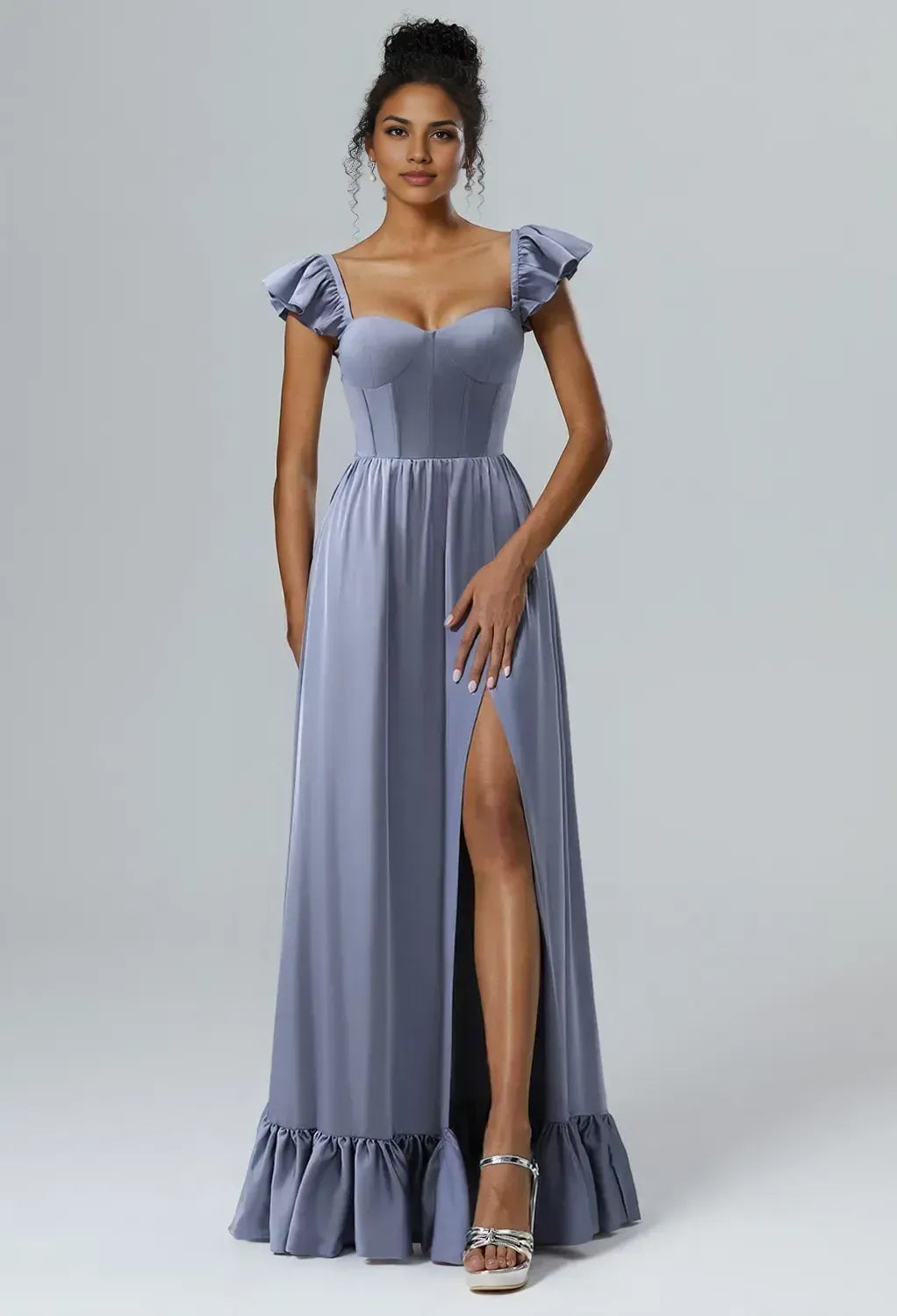 A-line Sweetheart Neckline Elegant Floor Length Evening Dresses Sleeveless Simple Corset Ruffles Discount Floor Length Prom Dresses