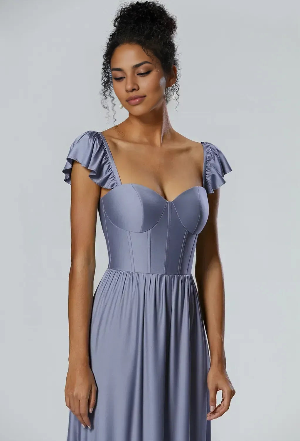 A-line Sweetheart Neckline Elegant Floor Length Evening Dresses Sleeveless Simple Corset Ruffles Discount Floor Length Prom Dresses