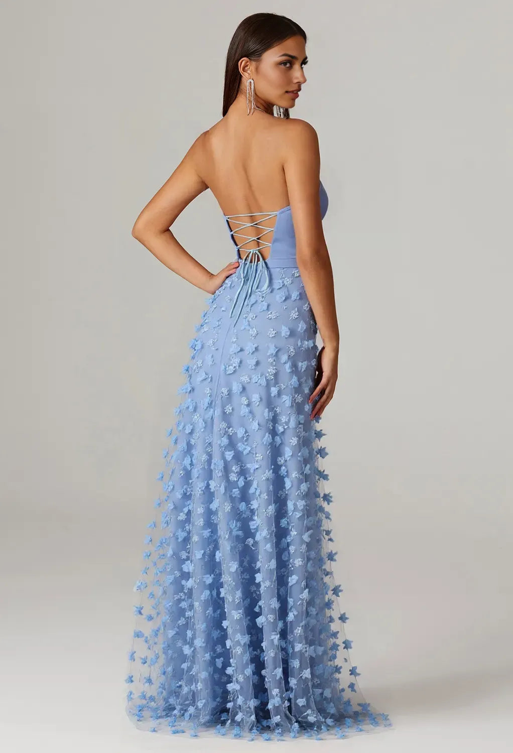 A-line Sweetheart Neckline Floor Length Prom Dresses Tulle Strapless Sleeveless Floral Embroidered Off the Shoulder Evening Dresses price