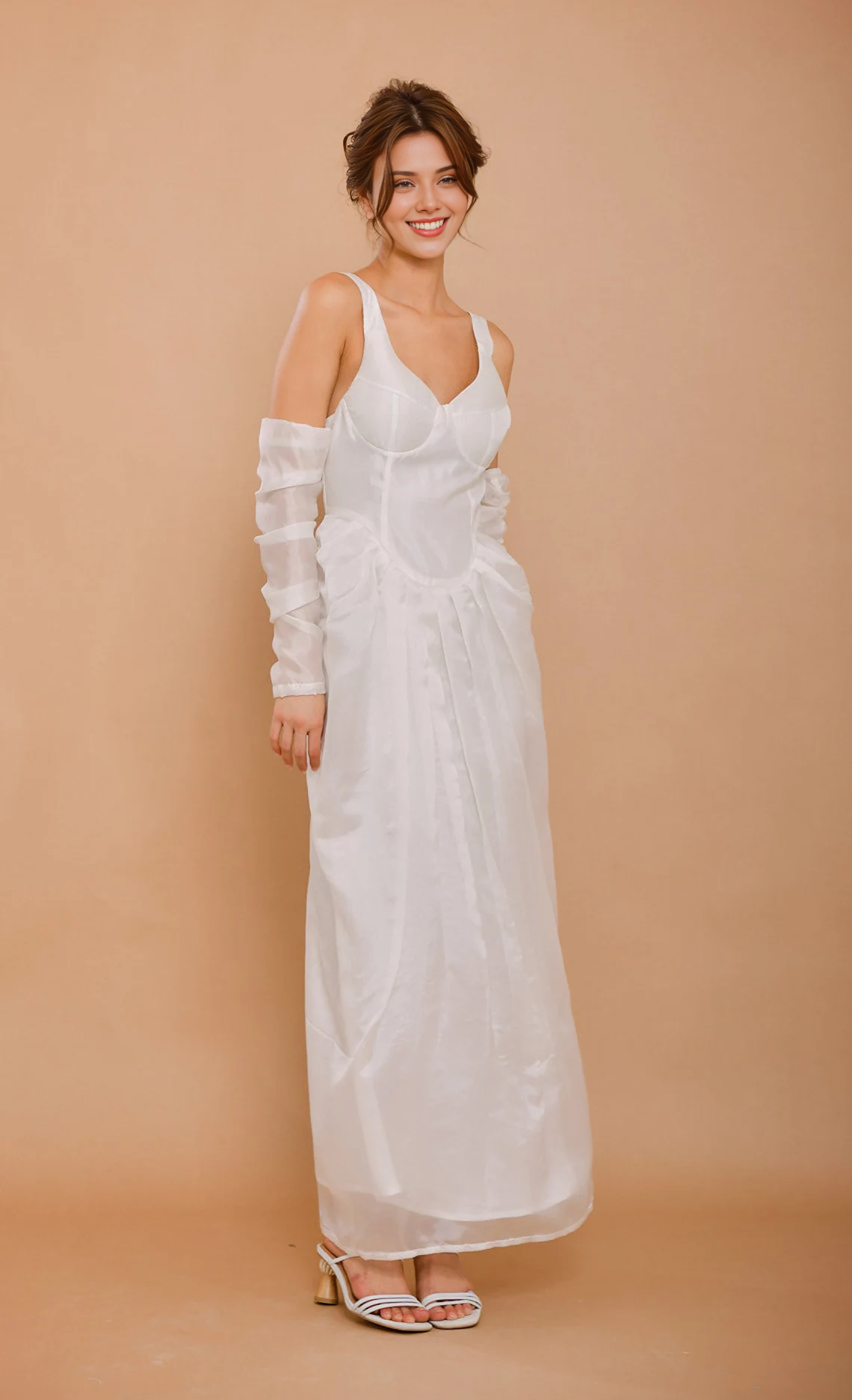 Robe de soirée élégante, coupe trapèze, col en V, dos nu, bretelles larges, sans manches, longueur cheville, pour mariage, bal de promo 