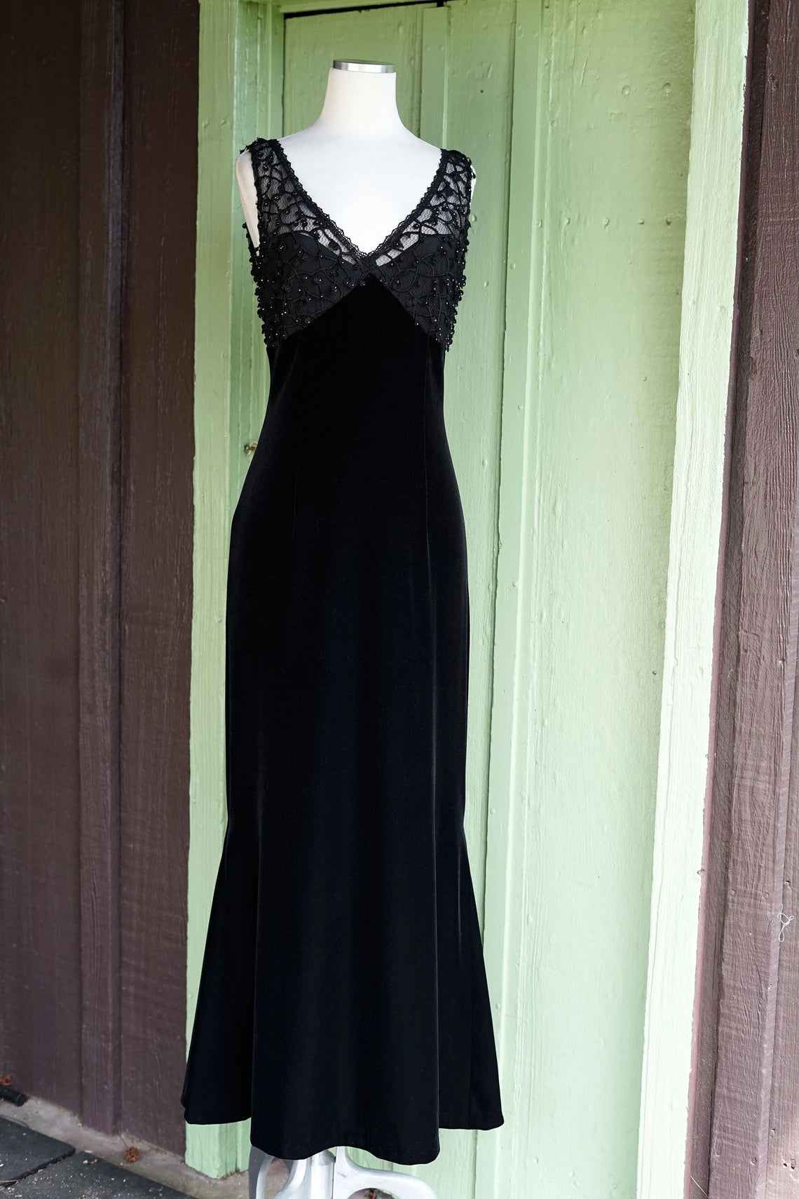 Vestido de fiesta de graduación con escote en V, corte sirena, sin mangas, con cordones, espalda descubierta y largo hasta el suelo 