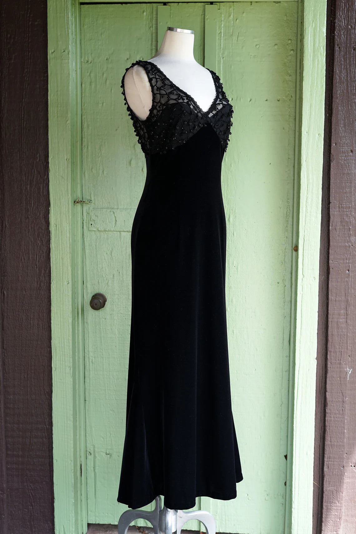 Vestido de fiesta de graduación con escote en V, corte sirena, sin mangas, con cordones, espalda descubierta y largo hasta el suelo 