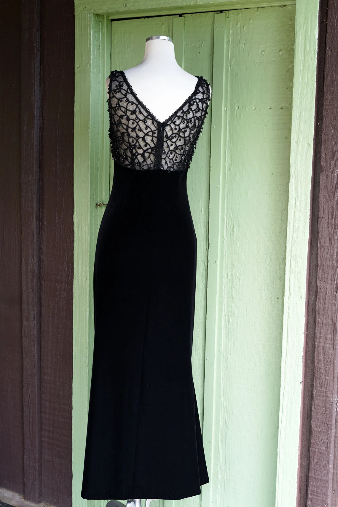 Vestido de fiesta de graduación con escote en V, corte sirena, sin mangas, con cordones, espalda descubierta y largo hasta el suelo 