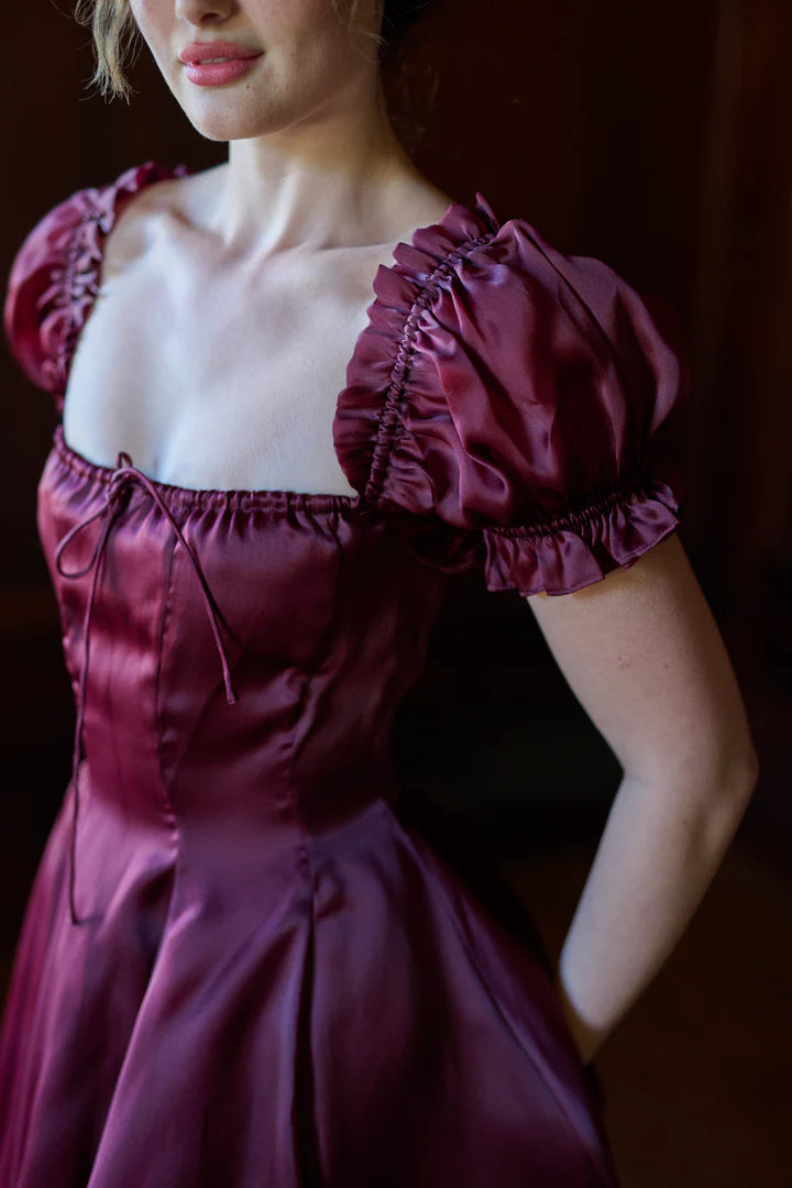 A-line Evening Dress Square Neck Evening Dress Cape Sleeves Tea-Length Party Dress