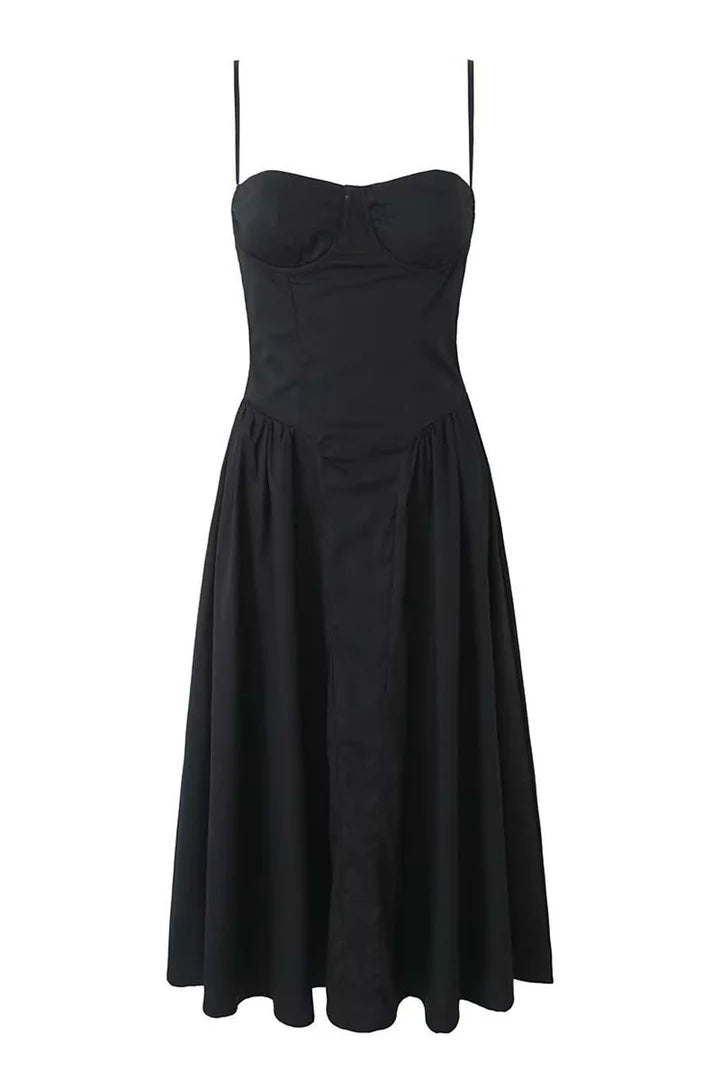 Robe de bal trapèze à bretelles spaghetti et col carré avec corsage en cœur