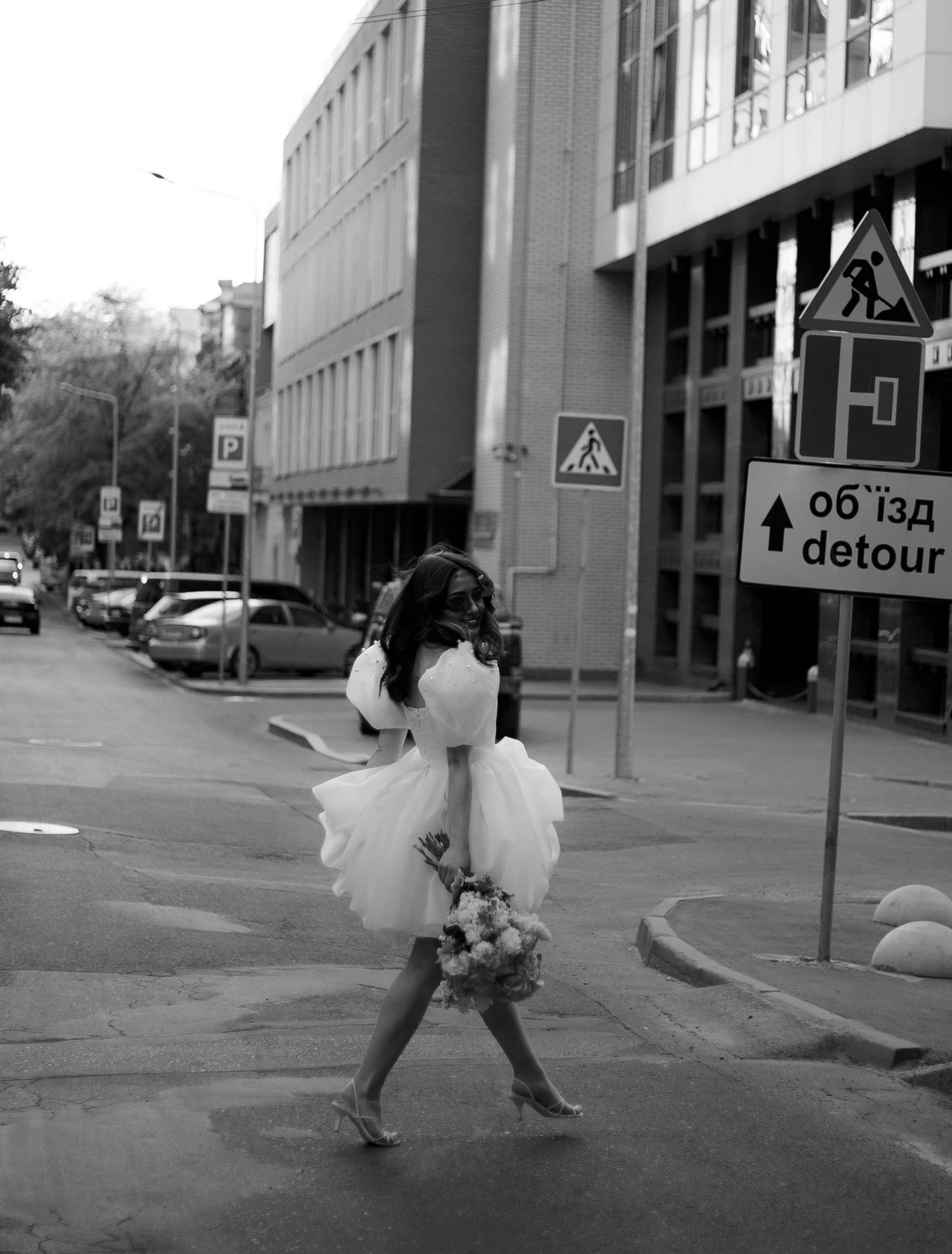 A-line Square Neck Short Wedding Dress Mini Wedding Dress Puff Sleeves Dress Rehearsal Bridal Dress