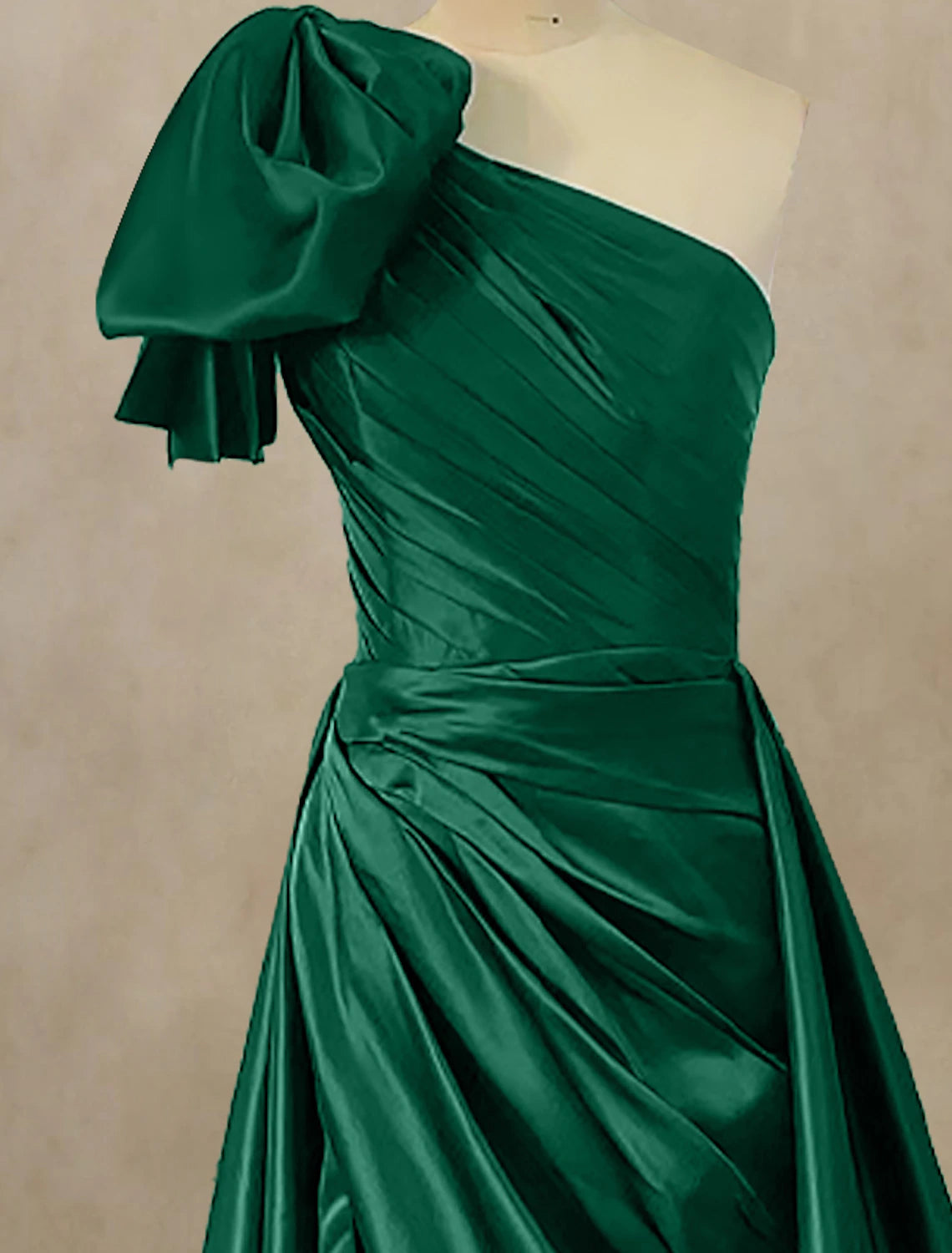 Weitese A-Line Evening Gown Celebrity Style Dress Formal Red Green Dress Court Train Sleeveless One Shoulder Satin with Ruched Slit