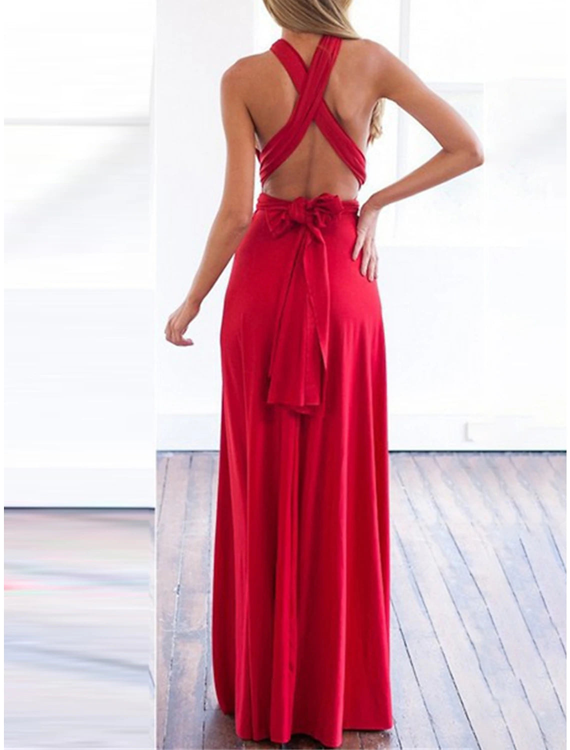 Weitese Women's Prom Dress Party Dress Wedding Guest Dress Long Dress Maxi Dress Black Pink Wine Sleeveless Plain Lace up Summer Spring Fall Spaghetti Strap Elegant Wedding Guest Evening Party Vacation