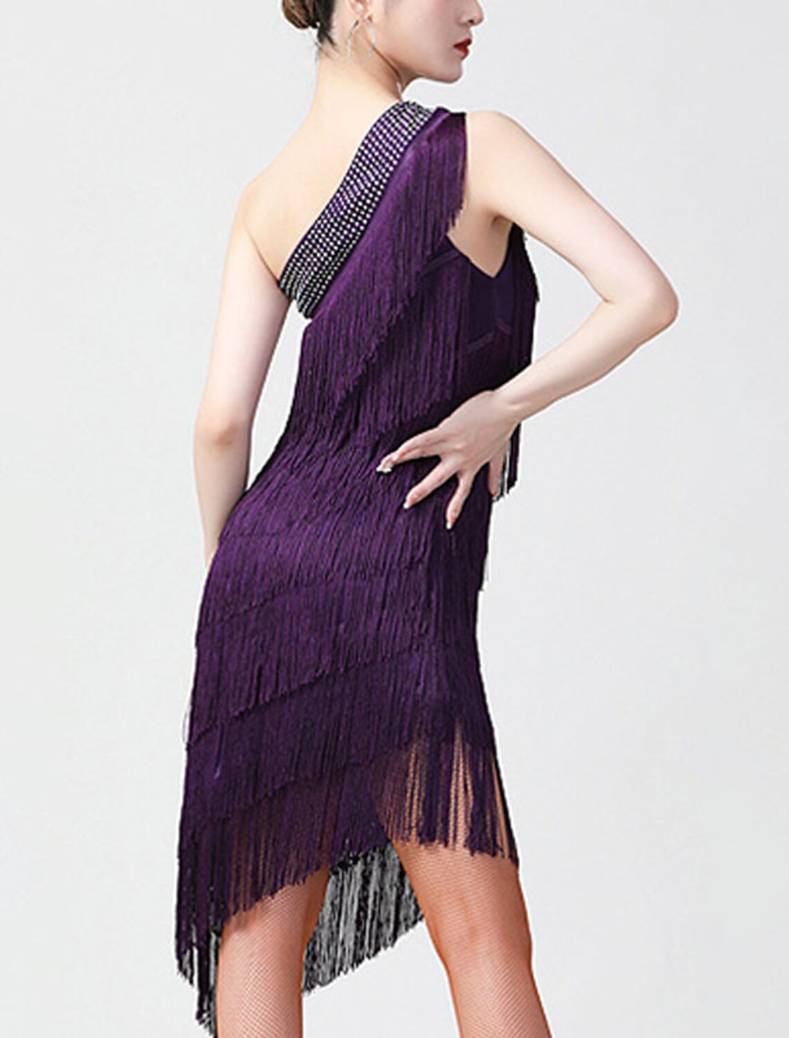 Weitese Women's Black Sequin Dress Fringe Dress Party Dress Sparkly Dress Cocktail Dress Midi Dress Black White Light Red Sleeveless Tassel Spring Fall One Shoulder Fashion Evening Wedding