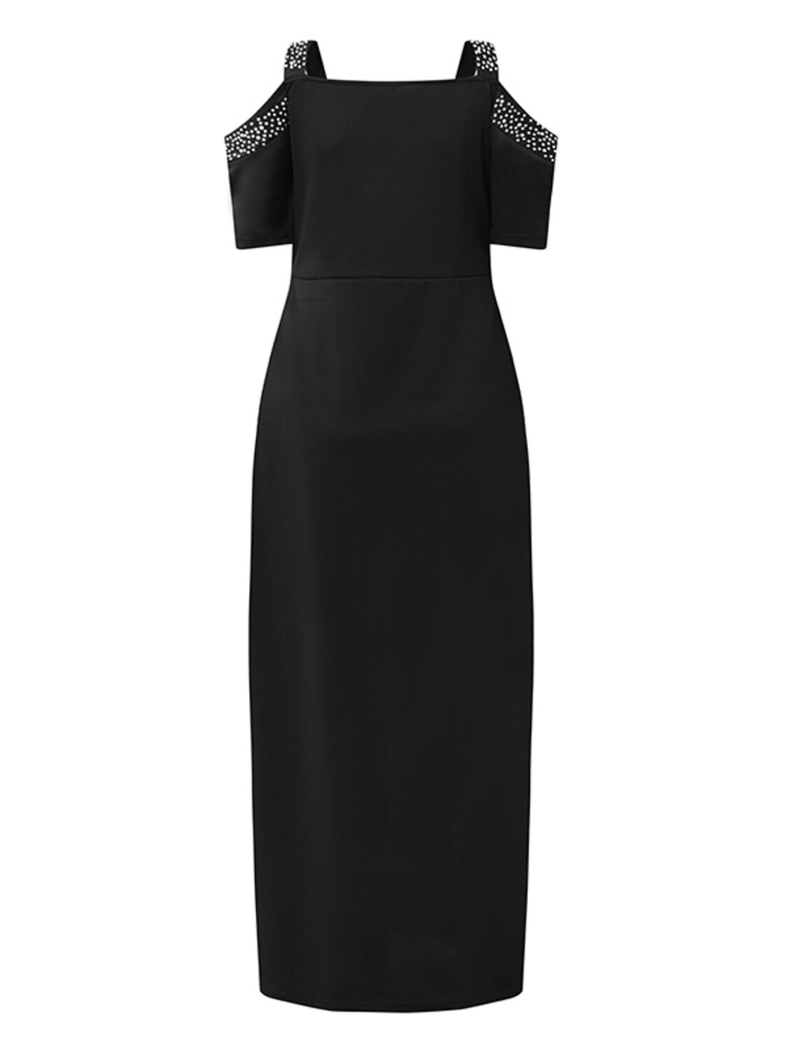 Weitese Women‘s Party Dress Black Dress Formal Dress Formal Evening Party Graduation Long Dress Maxi Dress Fashion Party V Neck Short Sleeve Patchwork Split
