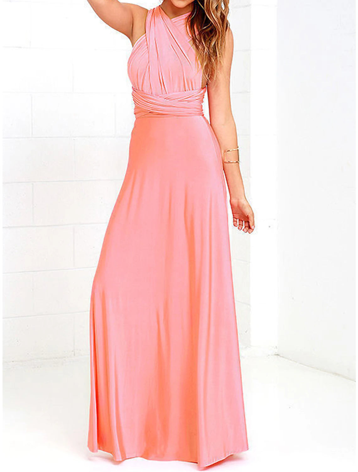 Weitese Women's Prom Dress Party Dress Wedding Guest Dress Long Dress Maxi Dress Black Pink Wine Sleeveless Plain Lace up Summer Spring Fall Spaghetti Strap Elegant Wedding Guest Evening Party Vacation