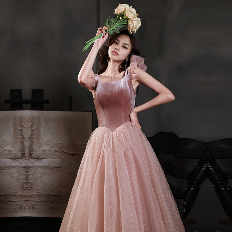 Vestidos formales Weitese para mujer, vestido de fiesta de tul y terciopelo rosa dulce, vestido de fiesta corto de corte A, tiendas de vestidos de fiesta 