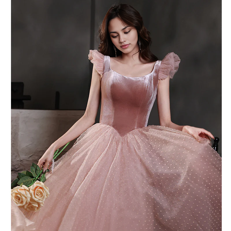 Vestidos formales Weitese para mujer, vestido de fiesta de tul y terciopelo rosa dulce, vestido de fiesta corto de corte A, tiendas de vestidos de fiesta 