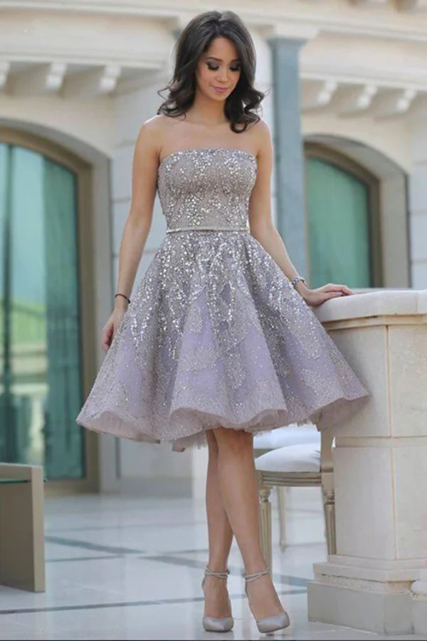 Prom Dresses Stores Fashion Off Shoulder A Line Sleeveless Backless Homecoming Dress With Sequins Formal Women's Dresses