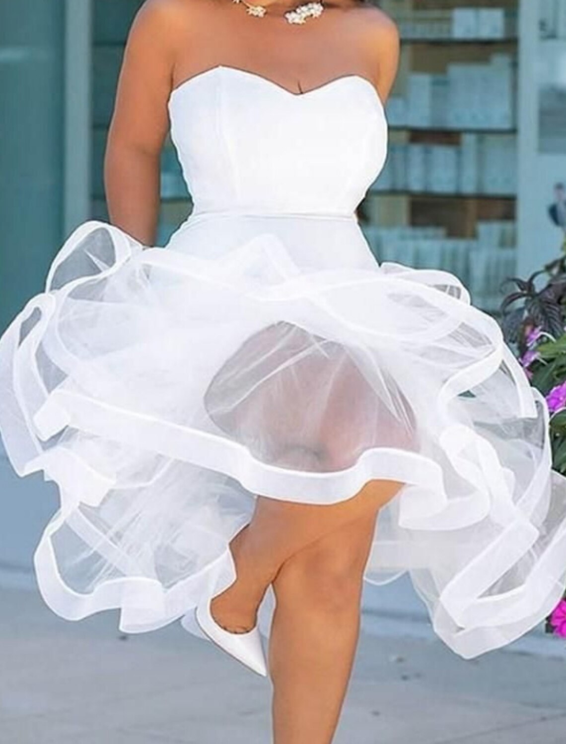 Robe de bal sirène/trompette grande taille, robe de cocktail, longueur thé, sans manches, décolleté en cœur, satin à volants