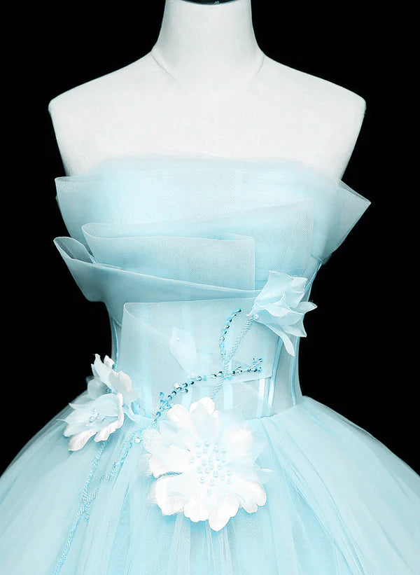 Lovely Blue Tulle Long Sweet 16 Dress