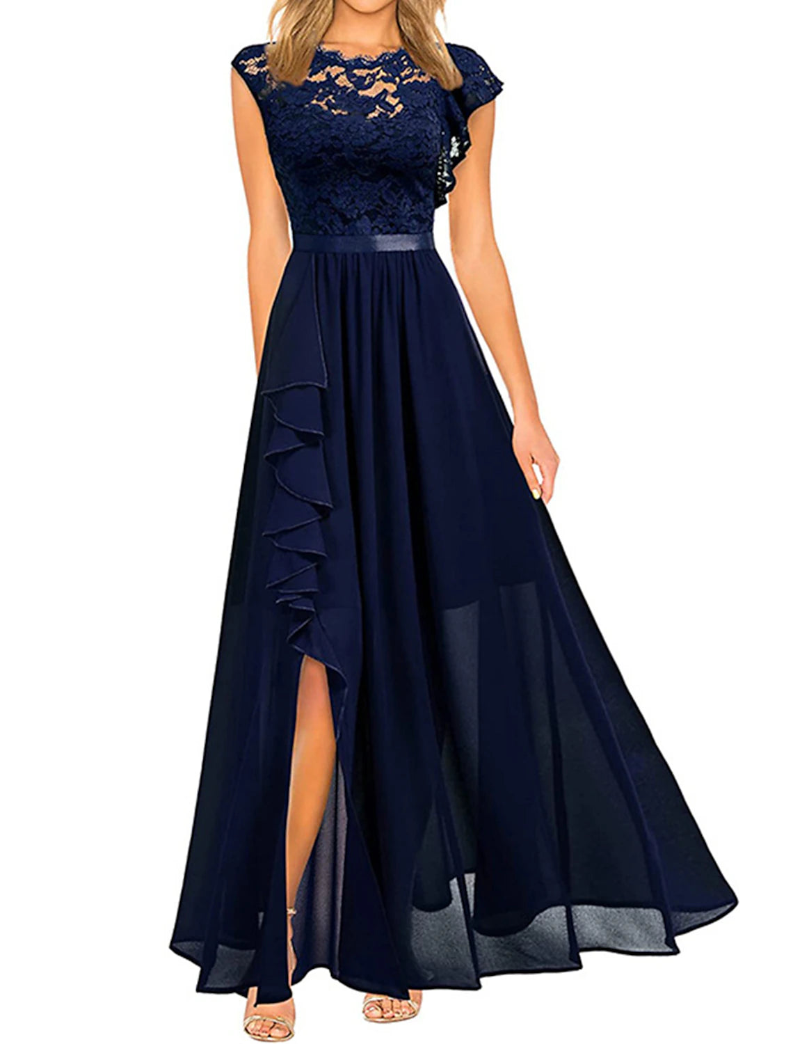 Women's Black Dress Prom Dress Party Dress Long Dress Maxi Dress Black Pink Wine Short Sleeve Pure Color Lace Spring Fall Winter Crew Neck Fashion Winter Dress Christmas Wedding Guest