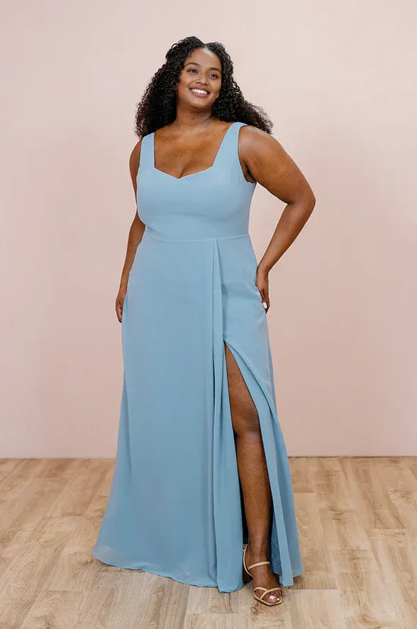Affordable A-line Sweetheart Neck Flutter Sleeve Back Zipper Ankle-Length Plus Size Bridesmaid Dress