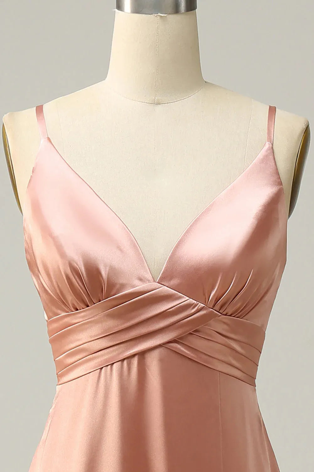 Affordable A Line Spaghetti Straps Sleeveless Satin Slit Floor-Length Prom Dress