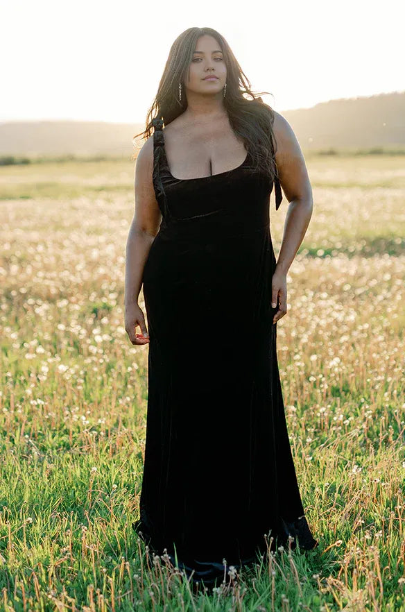 Affordable Mermaid Scoop Neck Sleeveless Velvet Floor-Length Plus Size Prom Dress