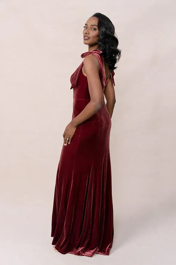 Affordable Mermaid Scoop Neck Sleeveless Velvet Floor-Length Prom Dress