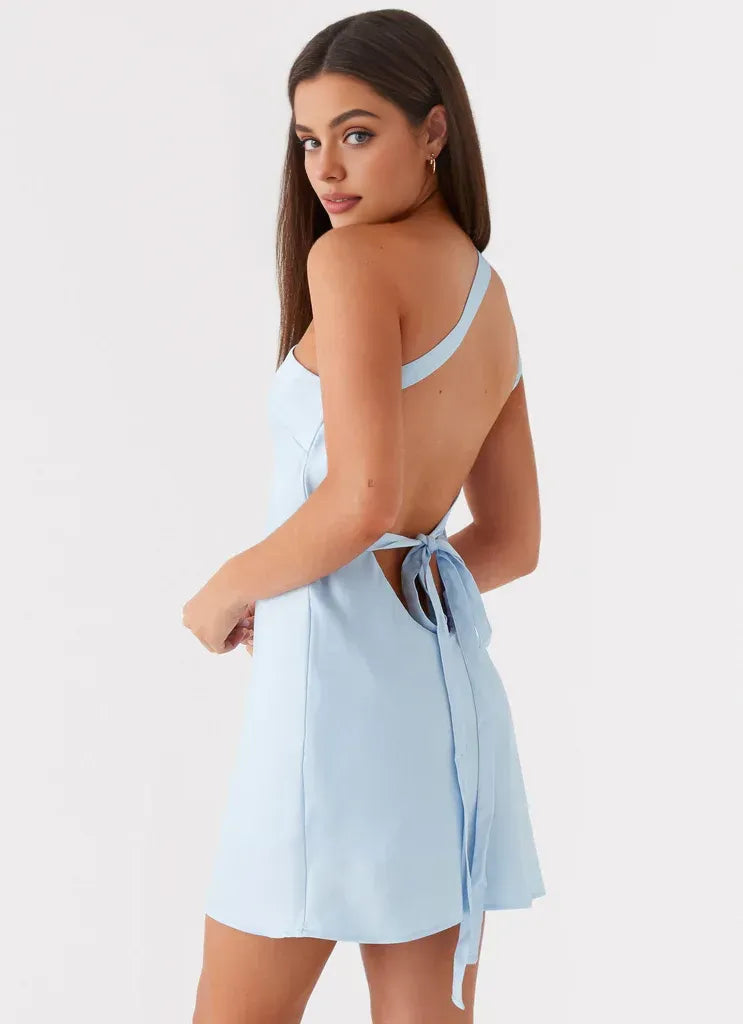 Affordable Sheath/Column One Shoulder Sleeveless Backless Short-Mini Homecoming Dress